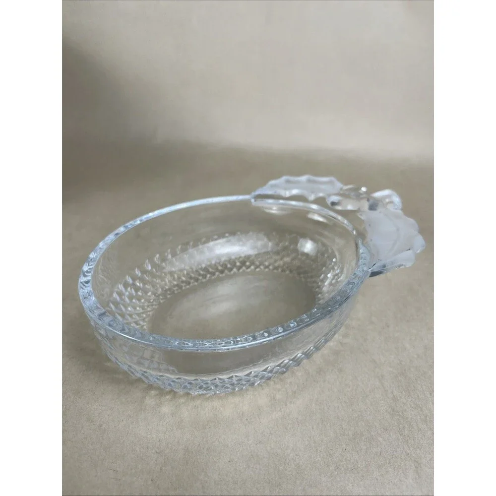 Mikasa Studio Nova‎ Candy Dish Christmas Bowl Frosted Holly Berries Clear Glass